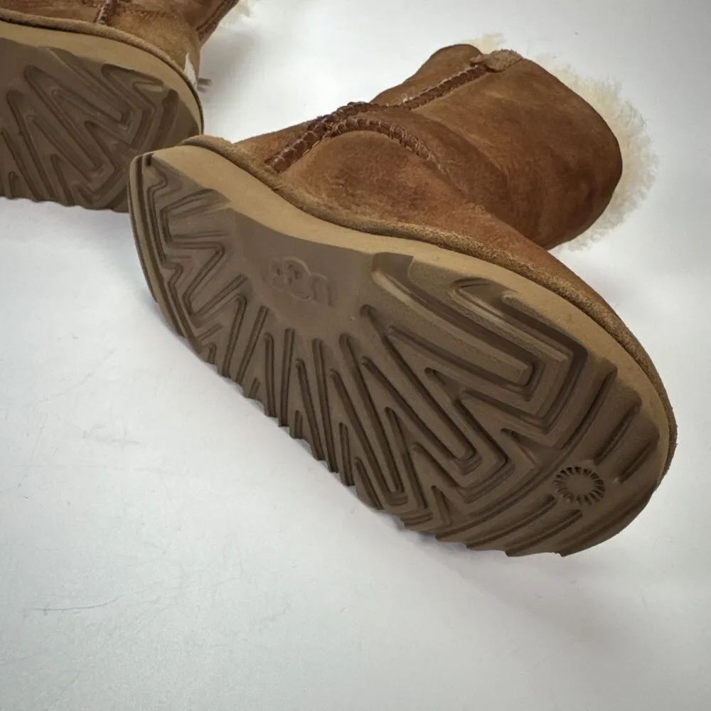 Ugg Boots Girls 9 Pala Toddler Chestnut Brown Lace-up Bow Pull On 1017737T w Box